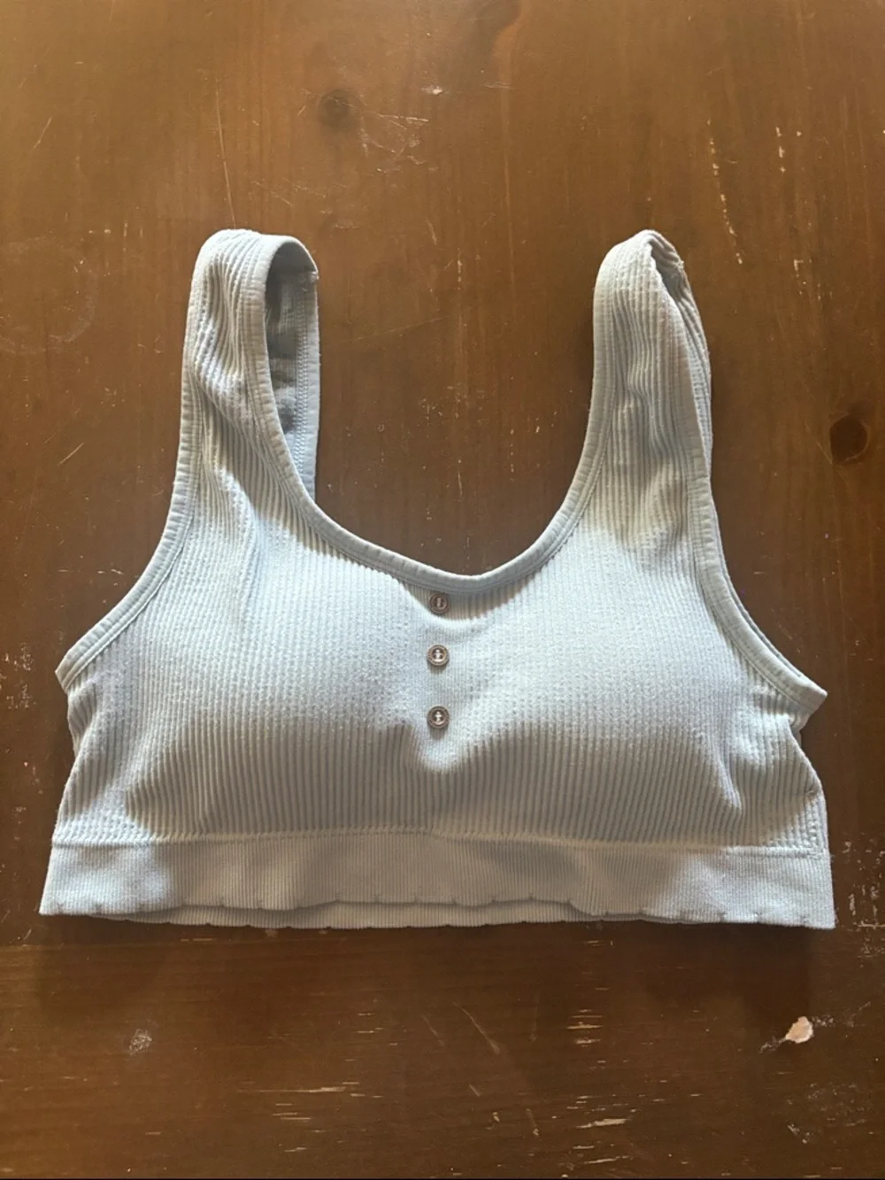 Lucky Brand Light Blue Ribbed Button-Front Bralette